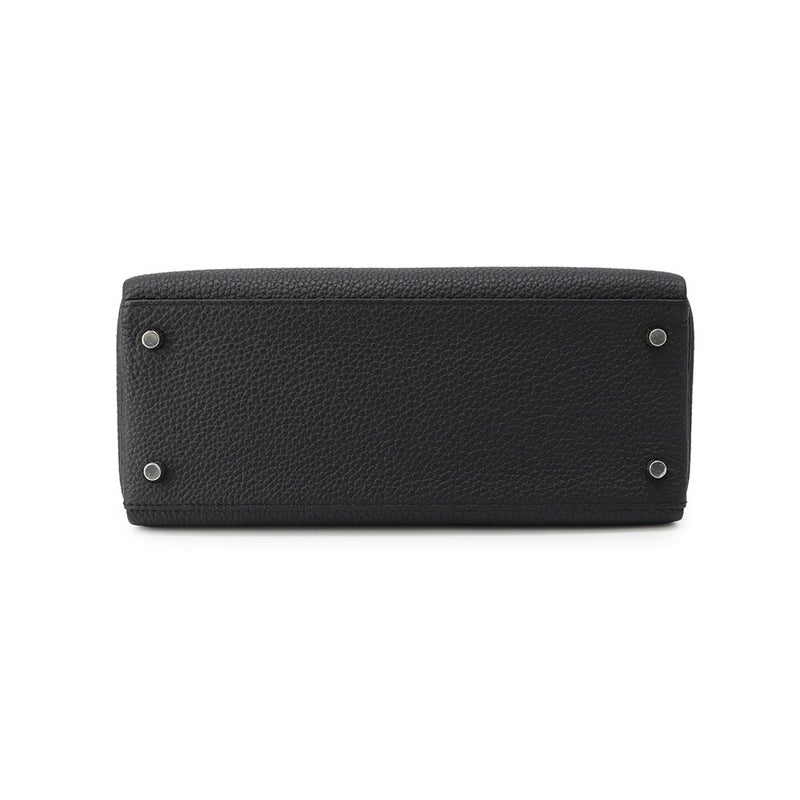 エルメス ハンドバッグ ケリー28 内縫い ブラック/シルバー金具 トゴ G刻印 HERMES Kelly 2wayバッグ 黒