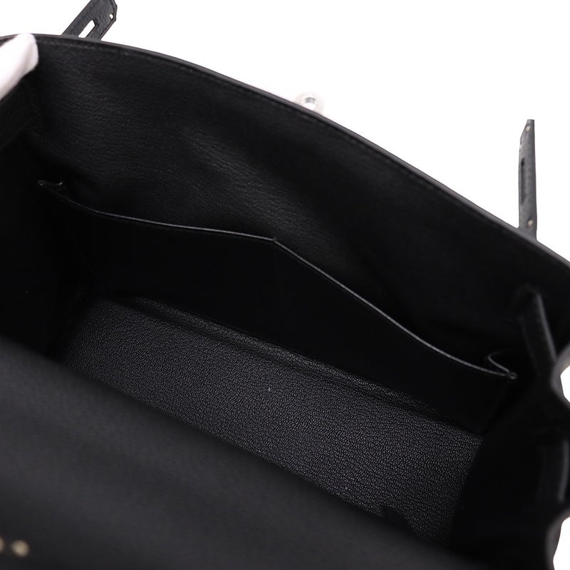エルメス ハンドバッグ ケリー28 内縫い ブラック/シルバー金具 トゴ G刻印 HERMES Kelly 2wayバッグ 黒