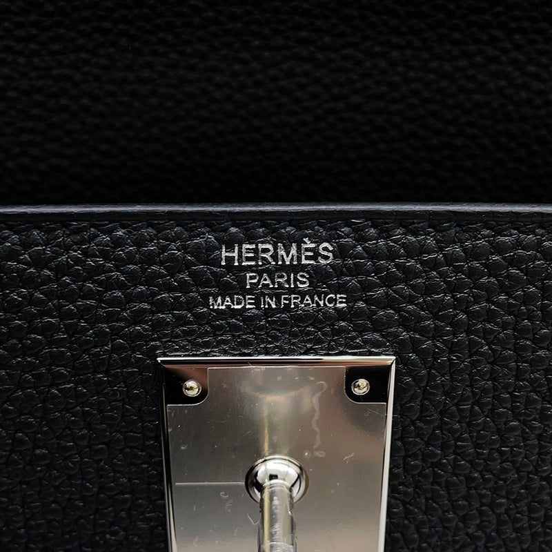 エルメス ハンドバッグ ケリー28 内縫い ブラック/シルバー金具 トゴ G刻印 HERMES Kelly 2wayバッグ 黒