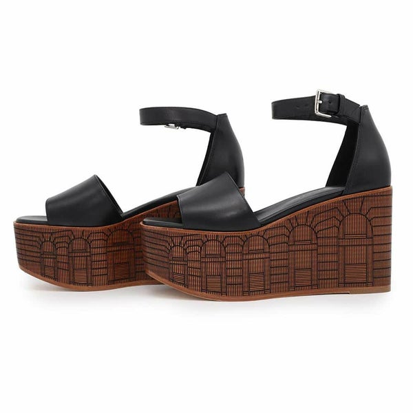 エルメス サンダル イリュージョン レザー レディースサイズ35 HERMES 靴 黒