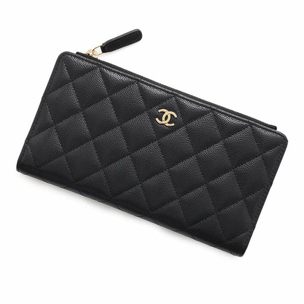 シャネル 2つ折り長財布 マトラッセ ココマーク キャビアスキン AP3877 CHANEL 財布 黒