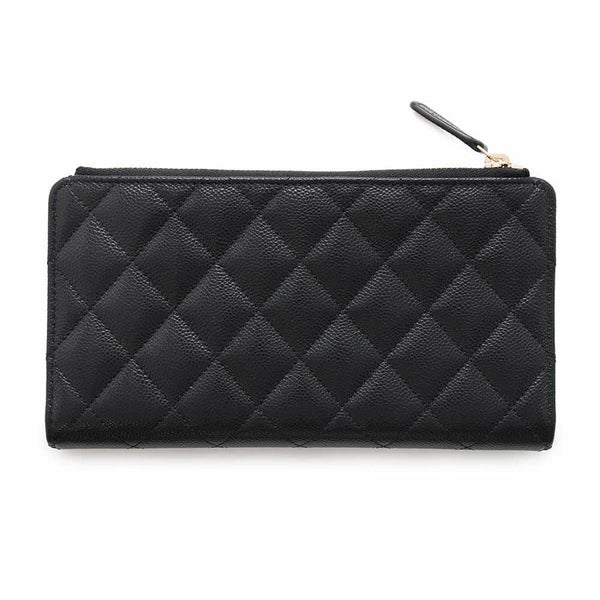 シャネル 2つ折り長財布 マトラッセ ココマーク キャビアスキン AP3877 CHANEL 財布 黒