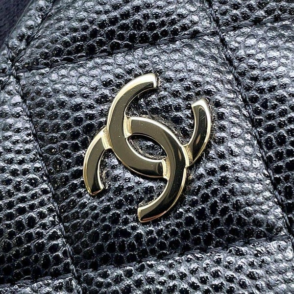 シャネル 2つ折り長財布 マトラッセ ココマーク キャビアスキン AP3877 CHANEL 財布 黒