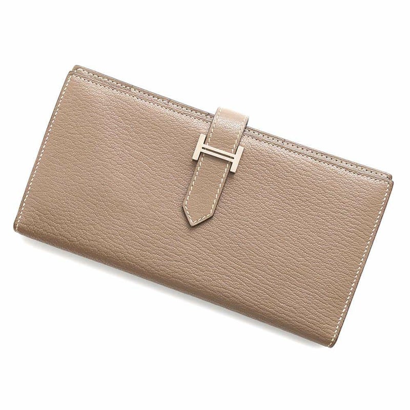エルメス 長財布 ベアンスフレ エトゥープ/シルバー金具 シェブルミゾル U刻印 HERMES 財布