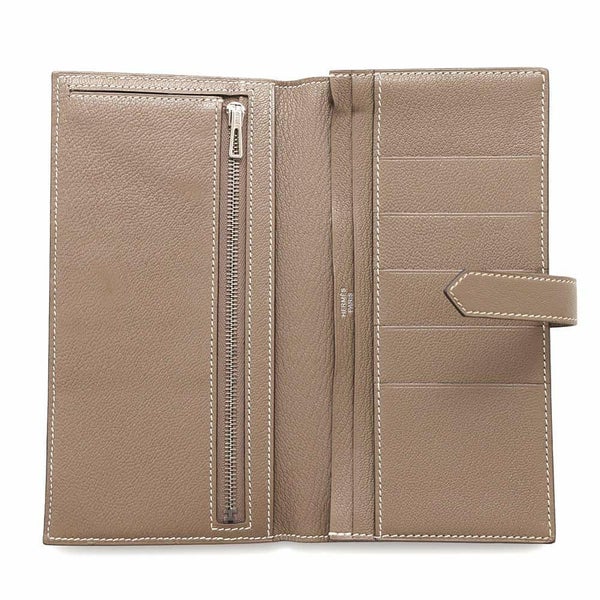 エルメス 長財布 ベアンスフレ エトゥープ/シルバー金具 シェブルミゾル U刻印 HERMES 財布