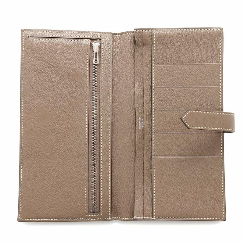 エルメス 長財布 ベアンスフレ エトゥープ/シルバー金具 シェブルミゾル U刻印 HERMES 財布