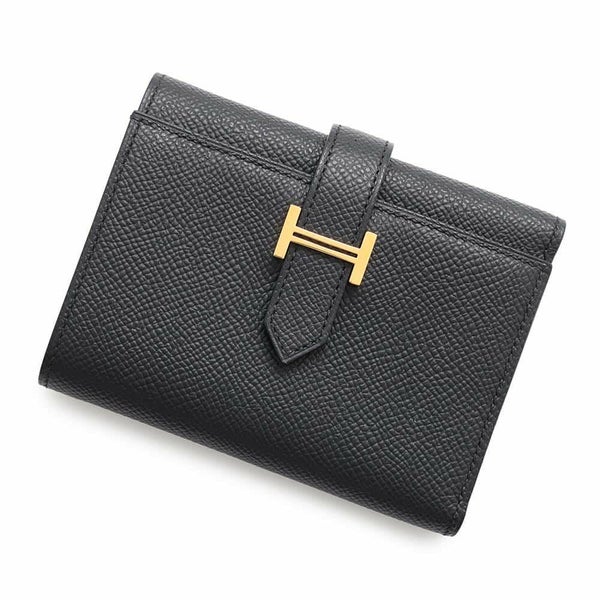 エルメス 三つ折り財布 ベアンコンビネ ブラック/ゴールド金具 エプソン W刻印 HERMES 財布