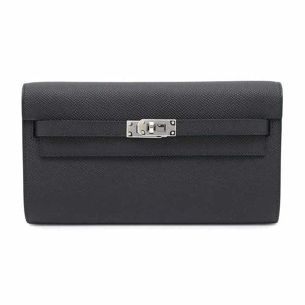 エルメス ケリーウォレット ロング トゥーゴー ブラック/シルバー金具 エプソン W刻印 HERMES 黒
