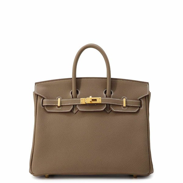 エルメス バーキン25 エトゥープ/マットゴールド金具 トゴ W刻印 HERMES Birkin ハンドバッグ
