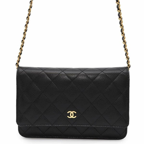 シャネル チェーンウォレット クラシック マトラッセ ココマーク キャビアスキン AP0250 CHANEL 財布 黒