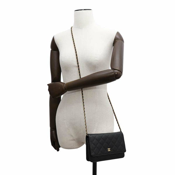 シャネル チェーンウォレット クラシック マトラッセ ココマーク キャビアスキン AP0250 CHANEL 財布 黒