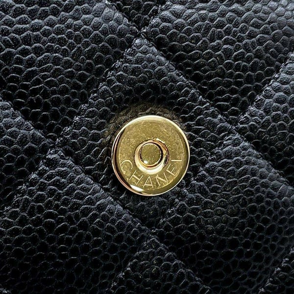シャネル チェーンウォレット クラシック マトラッセ ココマーク キャビアスキン AP0250 CHANEL 財布 黒