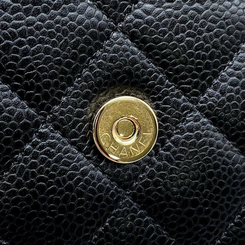 シャネル チェーンウォレット クラシック マトラッセ ココマーク キャビアスキン AP0250 CHANEL 財布 黒