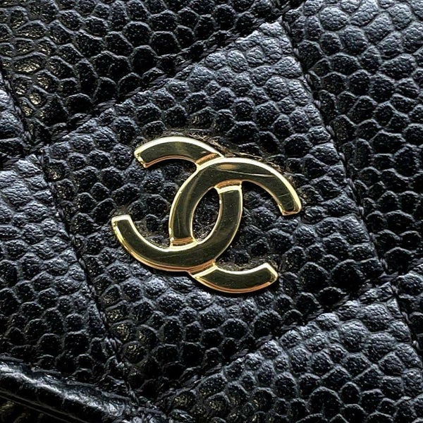 シャネル チェーンウォレット クラシック マトラッセ ココマーク キャビアスキン AP0250 CHANEL 財布 黒