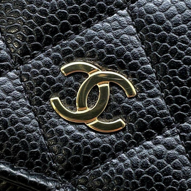 シャネル チェーンウォレット クラシック マトラッセ ココマーク キャビアスキン AP0250 CHANEL 財布 黒