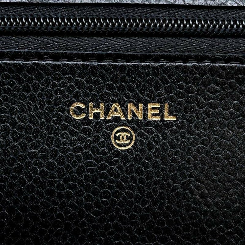 シャネル チェーンウォレット クラシック マトラッセ ココマーク キャビアスキン AP0250 CHANEL 財布 黒
