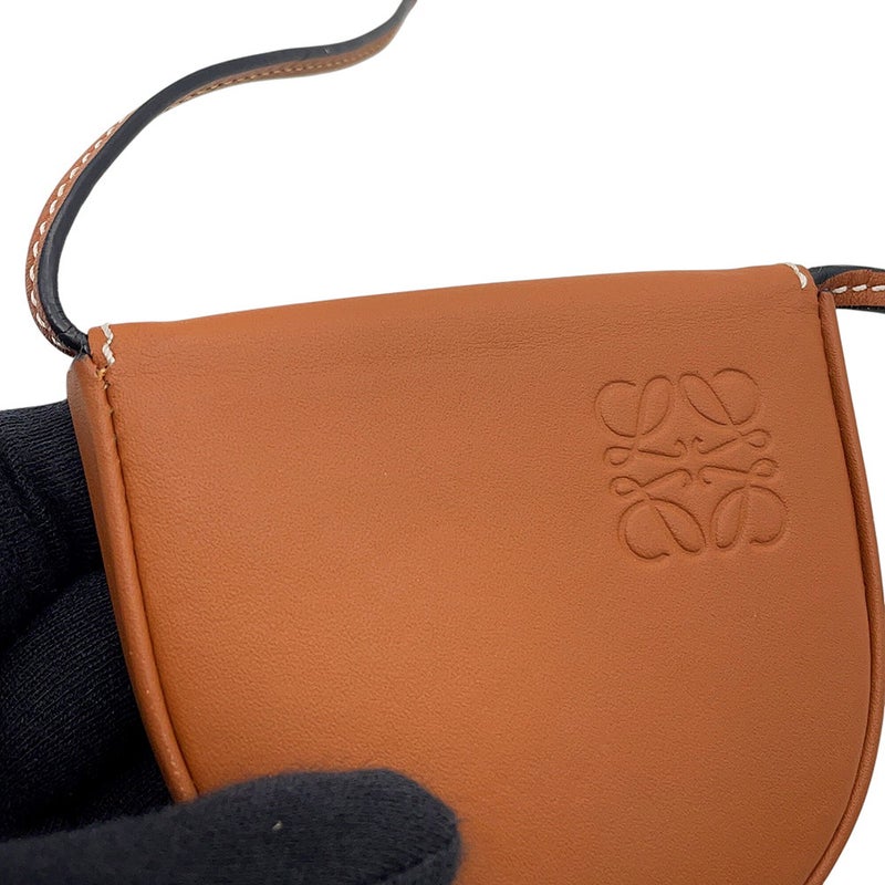 ロエベ コインケース ヒールポーチ ミニ 小銭入れ レザー 109.54.T15 LOEWE ショルダーバッグ ポーチ ブラウン