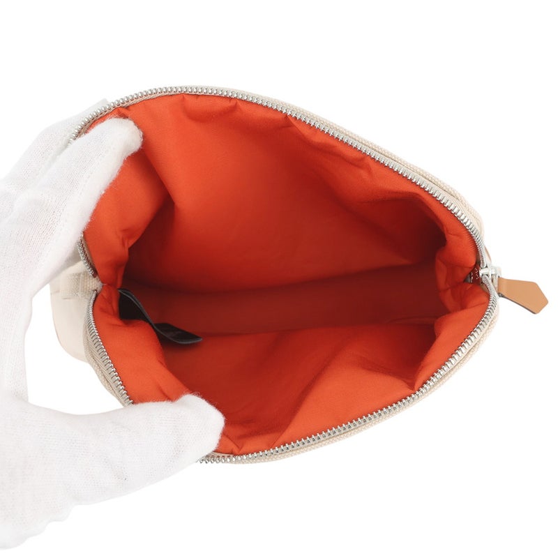 エルメス ポーチ ボリードポーチ ミニ ベージュ/シルバー金具 キャンバス HERMES 小物入れ