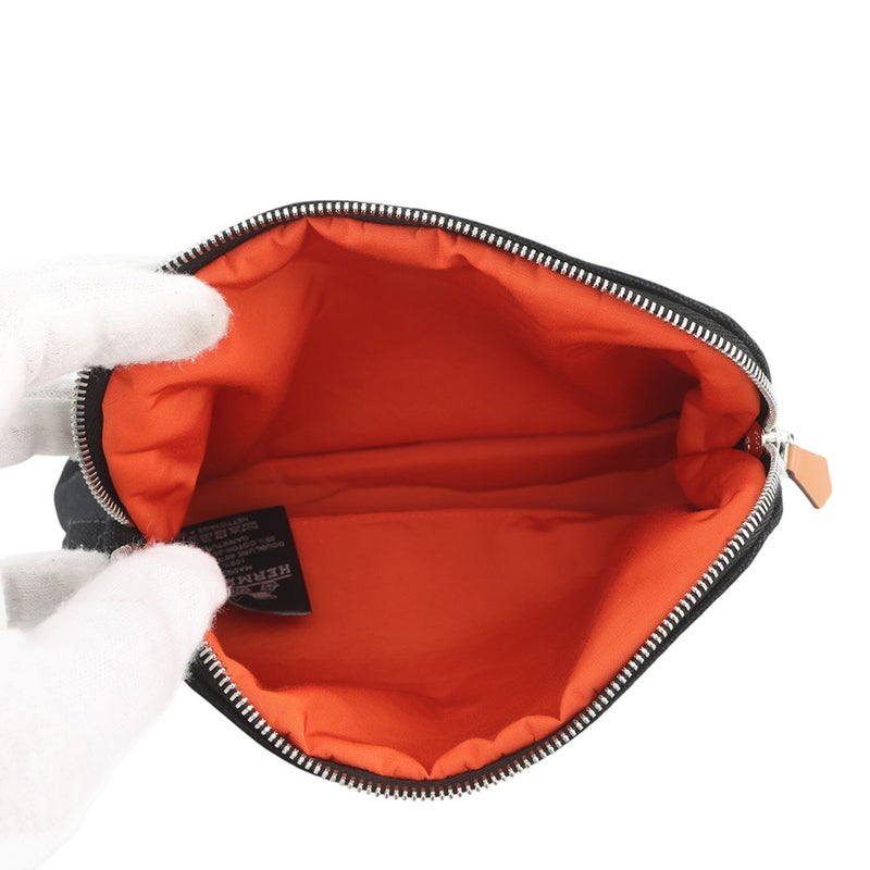 エルメス ポーチ ボリードポーチ ミニ ブラック/シルバー金具 キャンバス HERMES 黒
