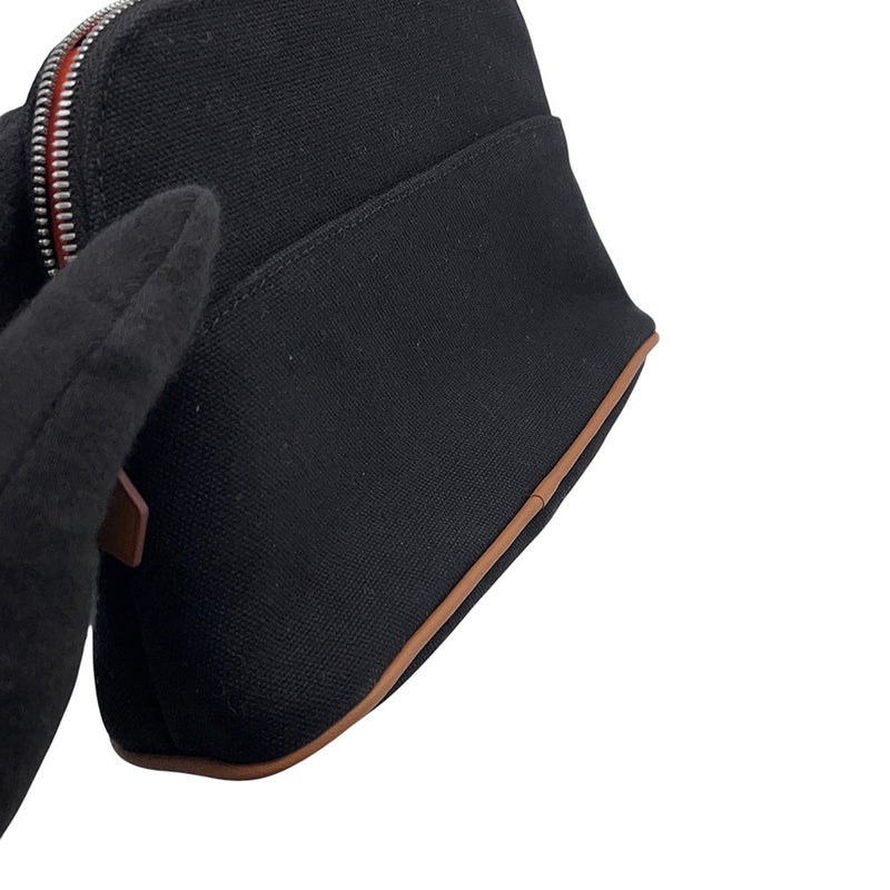 エルメス ポーチ ボリードポーチ ミニ ブラック/シルバー金具 キャンバス HERMES 黒