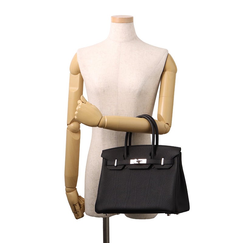 エルメス バーキン30 ブラック/シルバー金具 トゴ K刻印 HERMES Birkin ハンドバッグ 黒