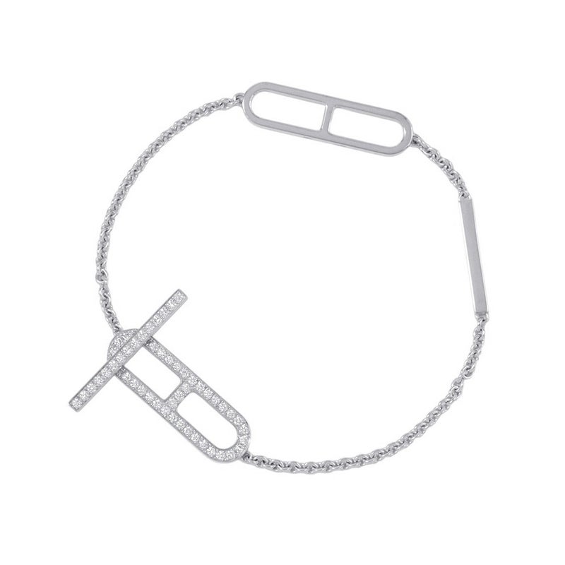 エルメス ブレスレット エヴァーシェーヌダンクル ダイヤ 54P 計0.37ct K18WGホワイトゴールド サイズST HERMES ジュエリー