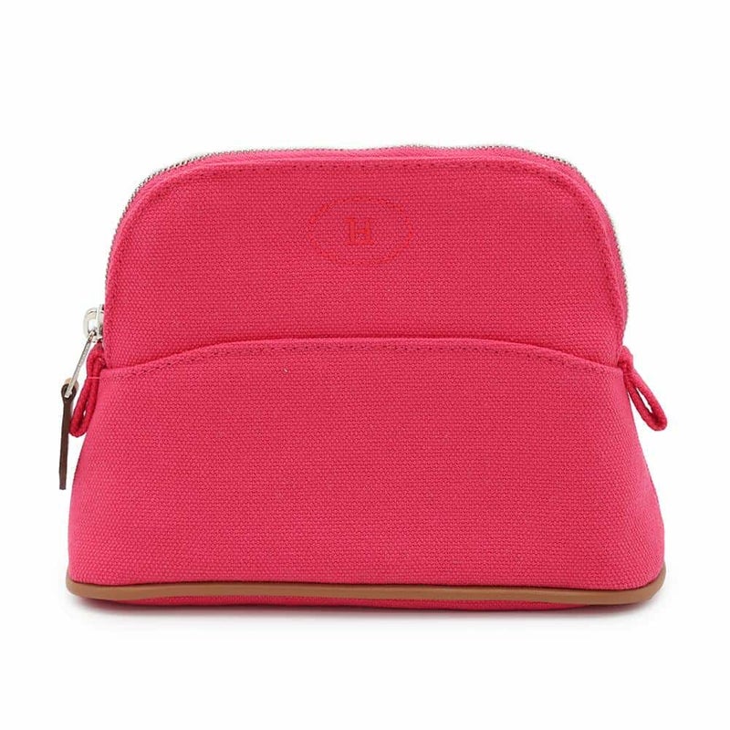 エルメス ポーチ ボリードポーチ ミニミニ ハイビスカス/シルバー金具 コットン HERMES 化粧ポーチ 小物入れ