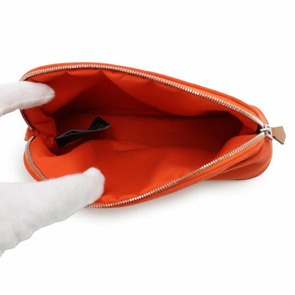 エルメス ポーチ ボリードポーチ ミニ オレンジ/シルバー金具 キャンバス HERMES 小物入れ