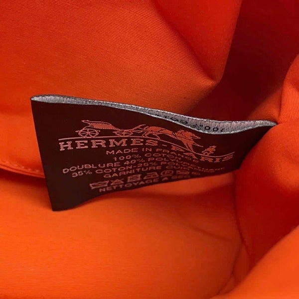 エルメス ポーチ ボリードポーチ ミニ オレンジ/シルバー金具 キャンバス HERMES 小物入れ