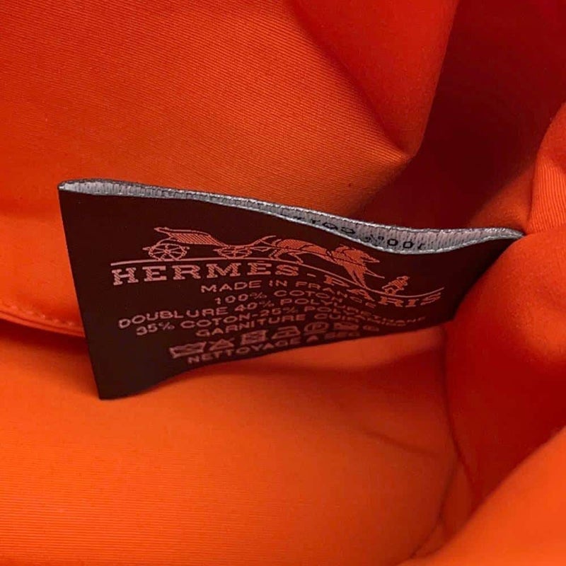 エルメス ポーチ ボリードポーチ ミニ オレンジ/シルバー金具 キャンバス HERMES 小物入れ