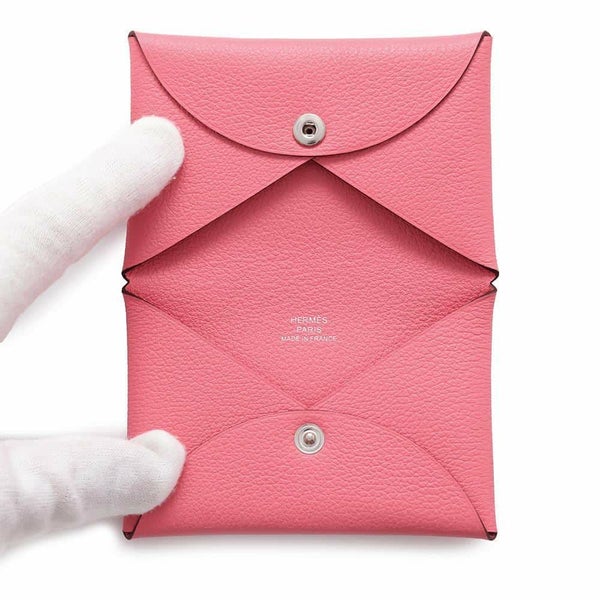 エルメス カードケース カルヴィ ローズアザレ エバーカラー W刻印 HERMES 名刺入れ