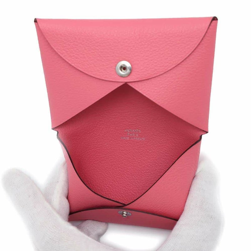 エルメス カードケース カルヴィ ローズアザレ エバーカラー W刻印 HERMES 名刺入れ