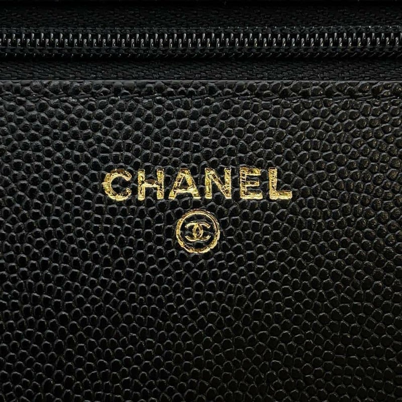 シャネル チェーンウォレット マトラッセ ココマーク ハート キャビアスキン CHANEL 財布 黒