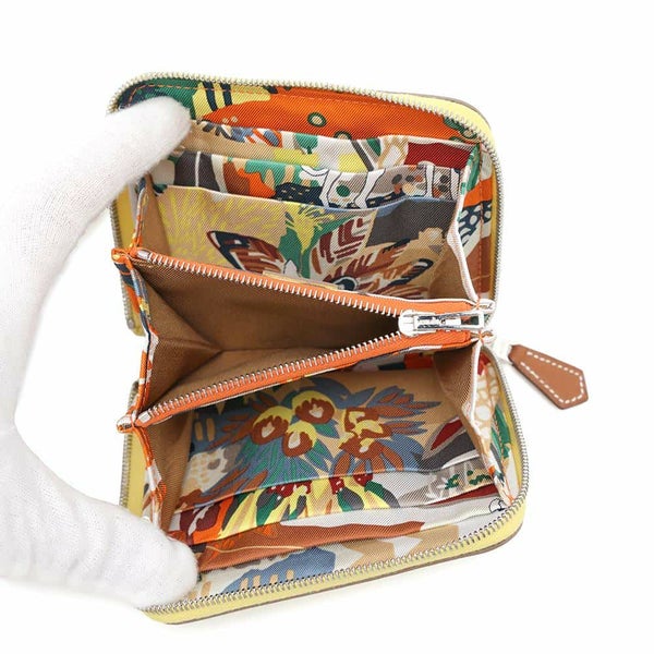 エルメス コインケース アザップコンパクト シルクイン ライム/シルバー金具 エバーカラー B刻印