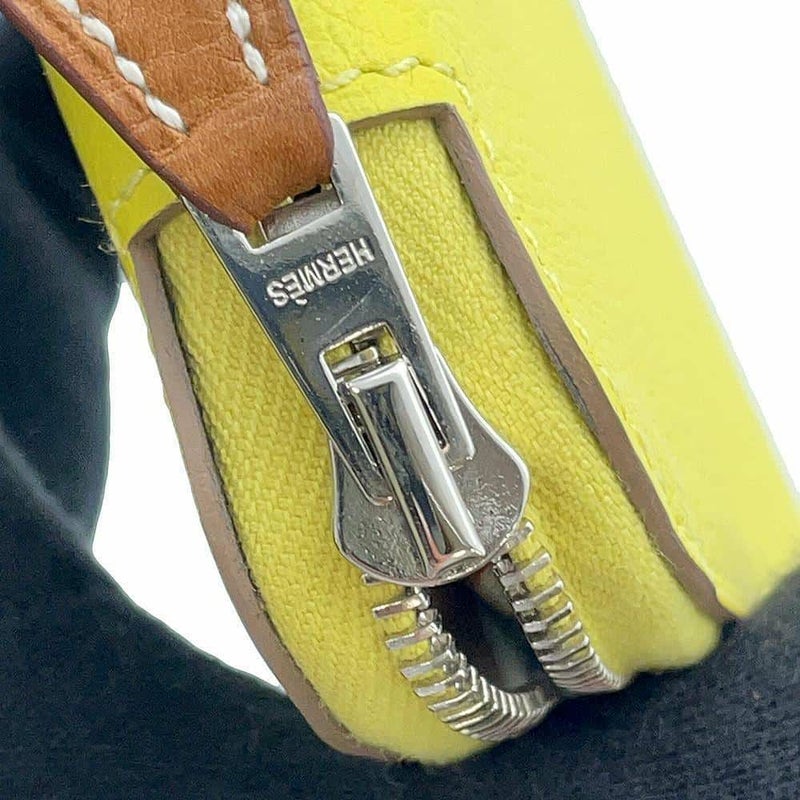 エルメス コインケース アザップコンパクト シルクイン ライム/シルバー金具 エバーカラー B刻印