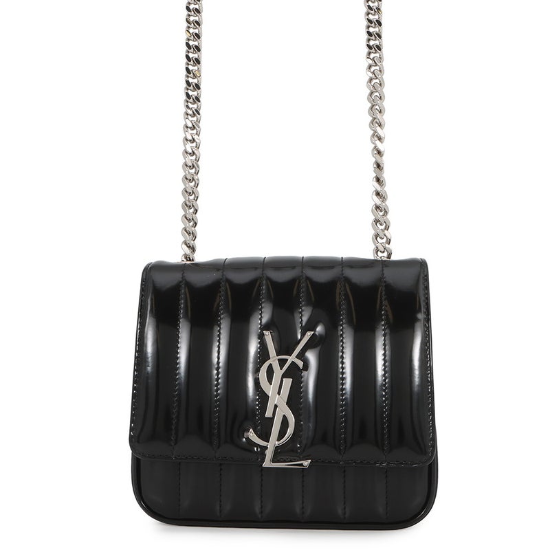 サンローランパリ チェーンショルダーバッグ ヴィッキー スモール パテントレザー 538439 SAINT LAURENT PARIS 黒