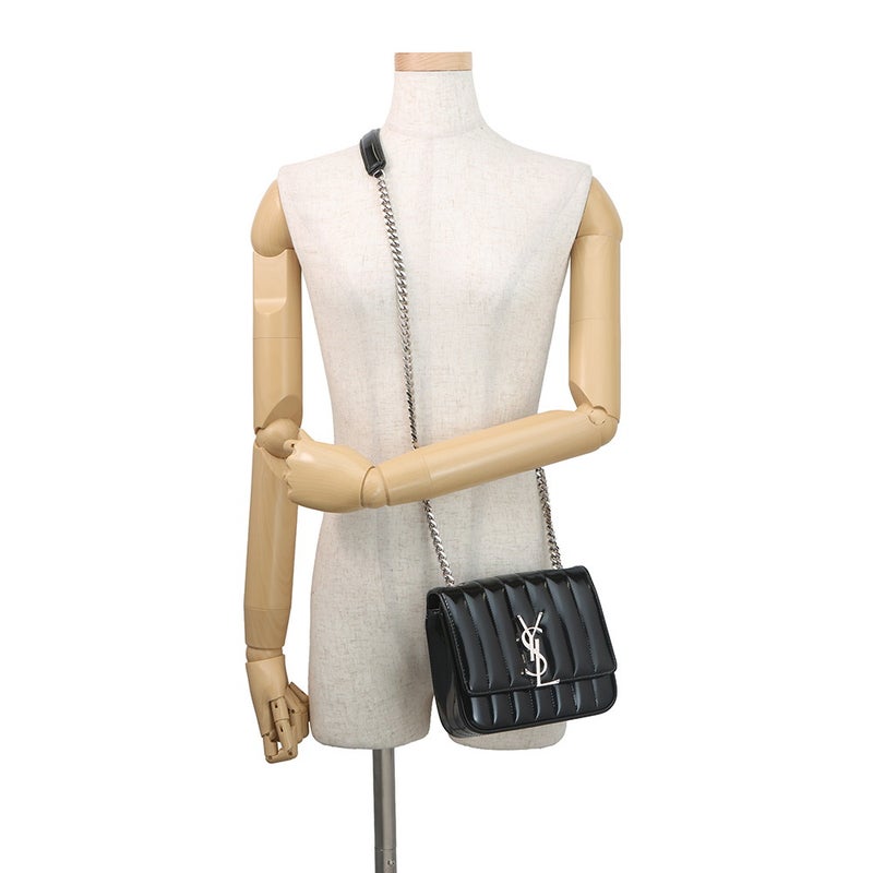 サンローランパリ チェーンショルダーバッグ ヴィッキー スモール パテントレザー 538439 SAINT LAURENT PARIS 黒