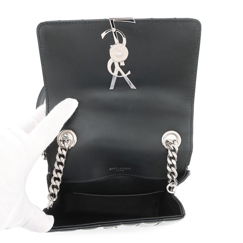 サンローランパリ チェーンショルダーバッグ ヴィッキー スモール パテントレザー 538439 SAINT LAURENT PARIS 黒