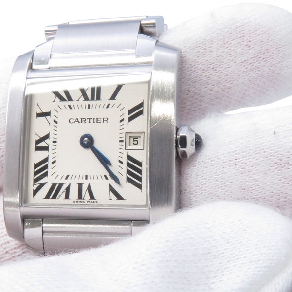 カルティエ タンク フランセーズ MM W51011Q3 Cartier 腕時計 白文字盤 クォーツ