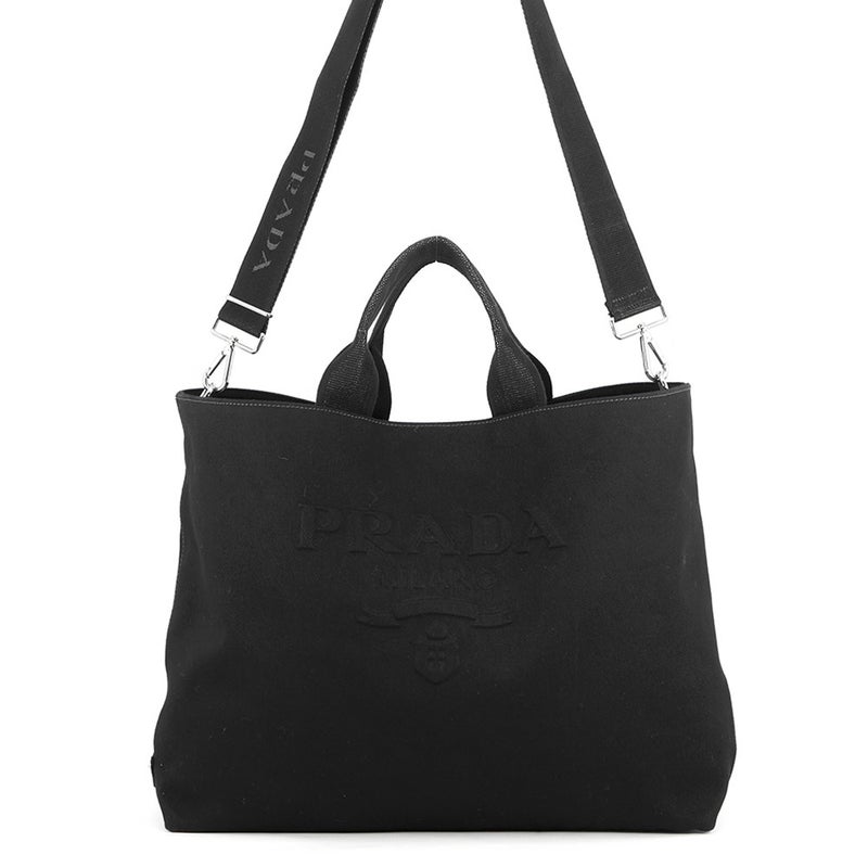プラダ トートバッグ ドリル DRILL ロゴ キャンバス 1BG395 PRADA 2wayショルダーバッグ 黒