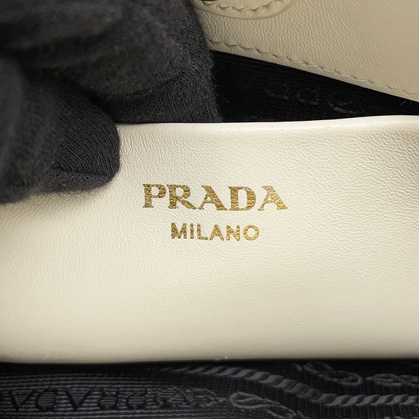プラダ ハンドバッグ ギャザー ロゴ レザー 1BA172 PRADA 2wayショルダーバッグ 白