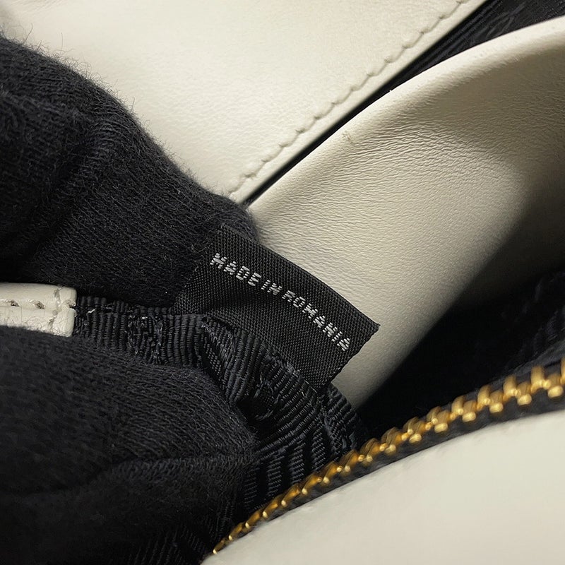 プラダ ハンドバッグ ギャザー ロゴ レザー 1BA172 PRADA 2wayショルダーバッグ 白
