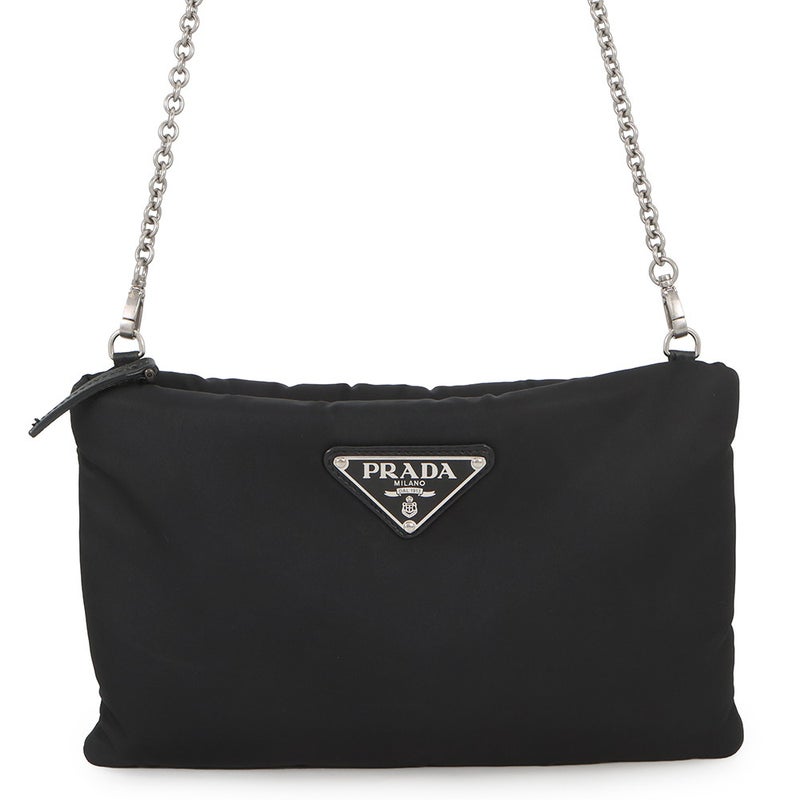 プラダ チェーンショルダーバッグ トライアングルロゴ ナイロン 1BF082 PRADA 黒