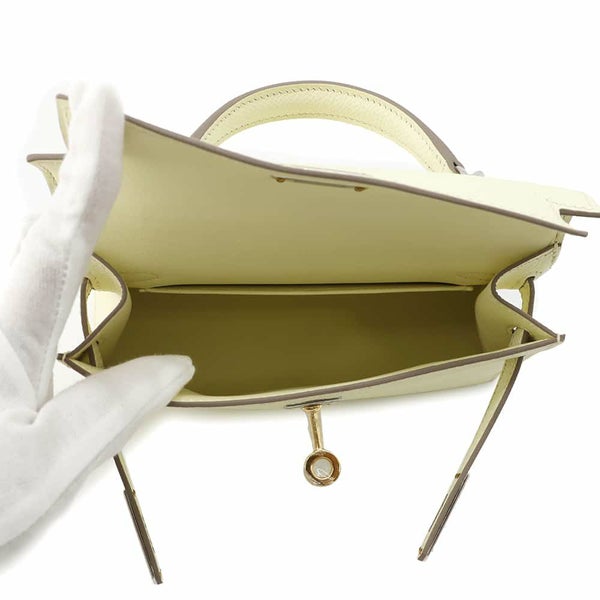 エルメス ハンドバッグ ミニケリードゥ 外縫い ジョーヌミルトン/エレクトラム金具 エプソン W刻印 2wayショルダー