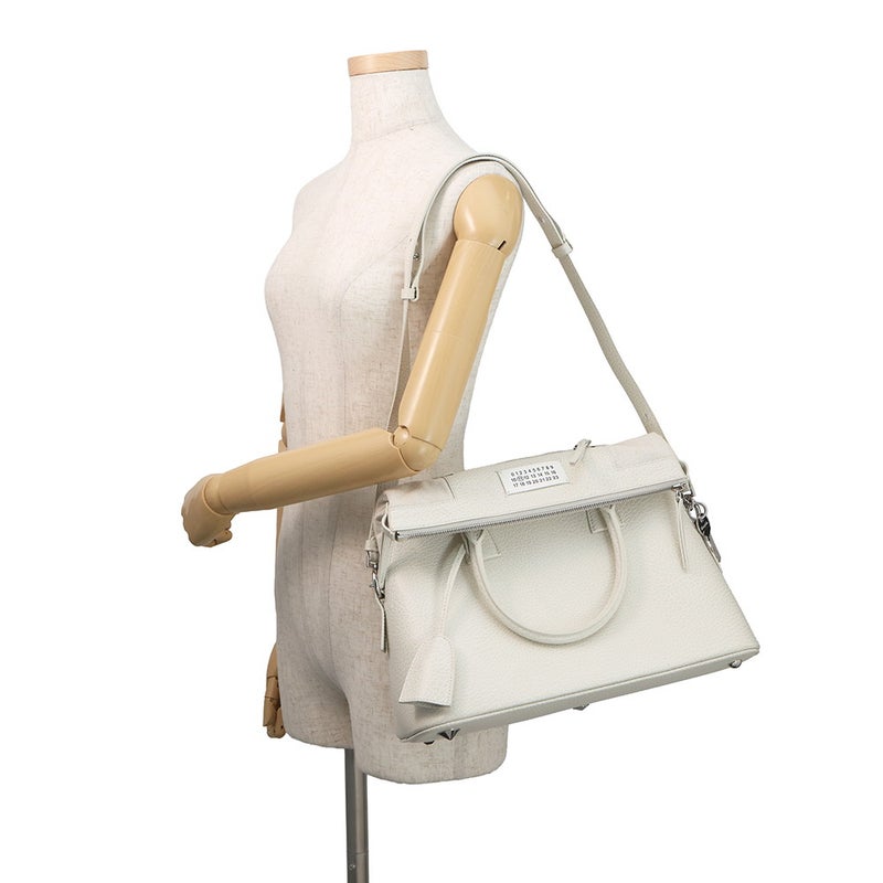 メゾンマルジェラ ハンドバッグ 5AC ミディアム レザー キャンバス S56WG0093 Maison Margiela 2way 白 セール品