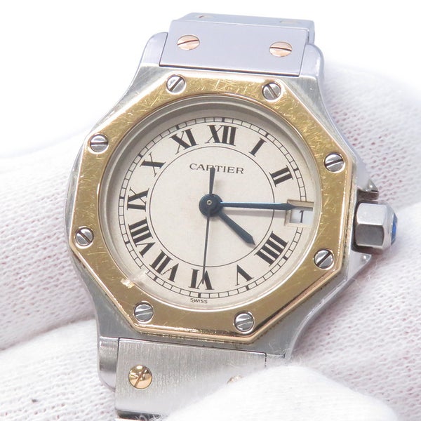 カルティエ サントスオクタゴン SM W2001683 Cartier 腕時計 アイボリー文字盤 クォーツ