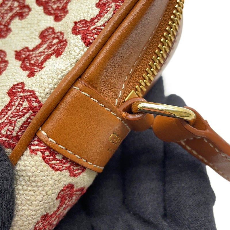 セリーヌ ショルダーバッグ トリオンフ キャンバス/レザー 194332CS8 CELINE バッグ 白