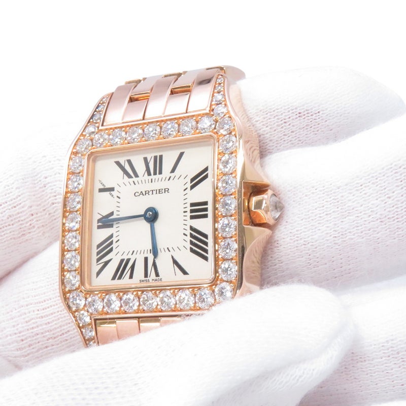 カルティエ サントス ドゥモワゼル LM ダイヤベゼル WF9007Z8 Cartier 腕時計 白文字盤 クォーツ