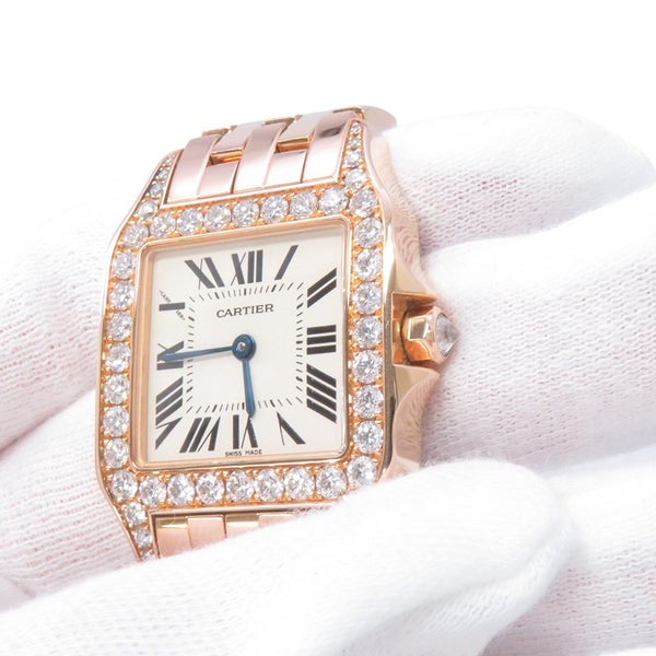 カルティエ サントス ドゥモワゼル LM ダイヤベゼル WF9007Z8 Cartier 腕時計 白文字盤 クォーツ