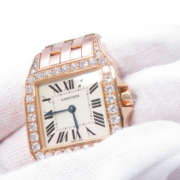 カルティエ サントス ドゥモワゼル LM ダイヤベゼル WF9007Z8 Cartier 腕時計 白文字盤 クォーツ